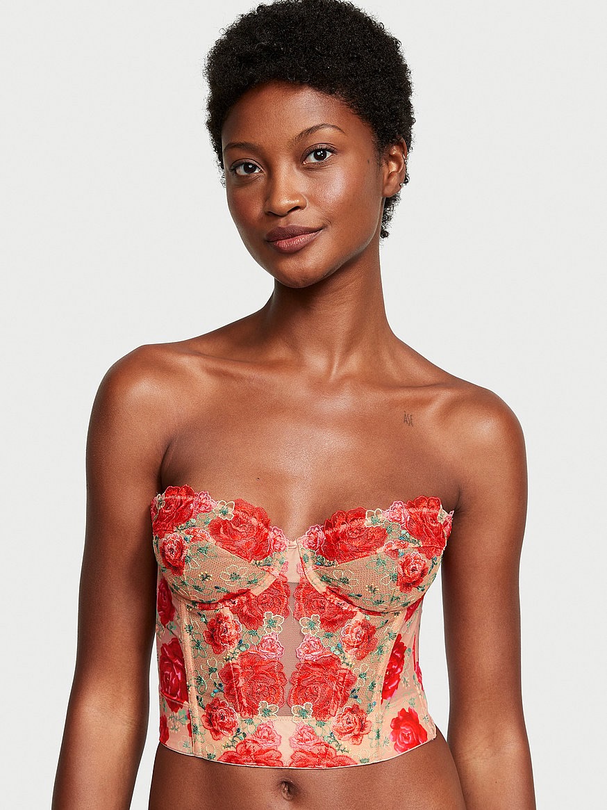 Victoria’s Secret Strapless Floral Embroidery Corset Top